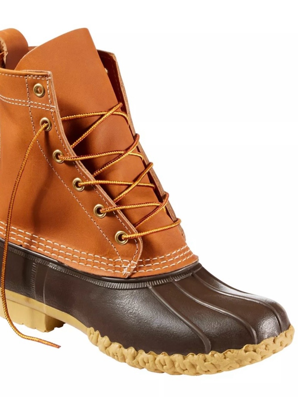 L.L. Bean Women's Tan and Dark Brown Lace-Up Duck Boots